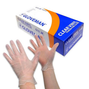 Clear Vinyl Gloves Disposable Medium Powder Free 100 Pack