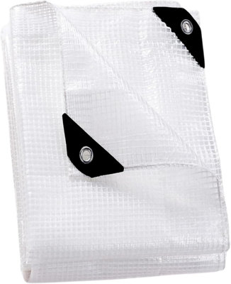 Clear Waterproof Tarpaulin Heavy Duty 100GSM Multi-Purpose Tarp UV Protection Dust - 8