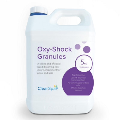 ClearSpa 5kg Non Chlorine Shock Granules  Hot Tubs, Swimming Pools and Spas  Oxidizer to aid water clarity for Chlorine or Bromin