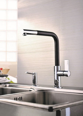 Clearwater Auriga Pull Out Kitchen Tap Brushed Nickel & Black- AUR3BN