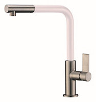 Clearwater Auriga Pull Out Kitchen Tap Brushed Nickel & White - AUR2BN