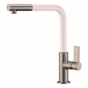 Clearwater Auriga Pull Out Kitchen Tap Brushed Nickel & White - AUR2BN