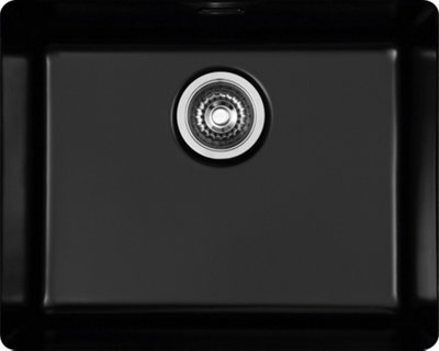 Clearwater Avola Ceramic Black Satin Kitchen Sink Single Bowl Undermount - AVOU500BL + Waste Kit