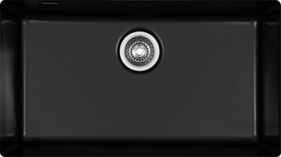 Clearwater Avola Ceramic Black Satin Kitchen Sink Single Bowl Undermount - AVOU700BL + Waste Kit