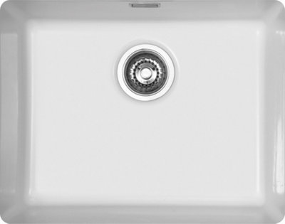 Clearwater Avola Ceramic White Gloss Kitchen Sink Single Bowl Undermount - AVOU500WH + Waste Kit