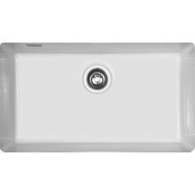 Clearwater Avola Ceramic White Gloss Kitchen Sink Single Bowl Undermount - AVOU700WH + Waste Kit