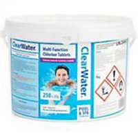 Clearwater CH0041 5 kg Multifunction Chlorine Tablets for Pools and Hot Tubs, White, 250 x 20 g