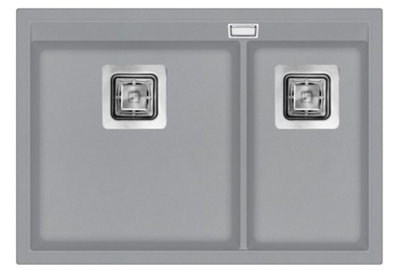 Clearwater Composite Granite Quarex Capri 1.75 Bowl Ash Undermount & Inset Kitchen Sink 650x455mm - CAPN175AH