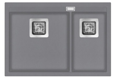 Clearwater Composite Granite Quarex Capri 1.75 Bowl Steel Undermount & Inset Kitchen Sink 650x455mm - CAPN175ST
