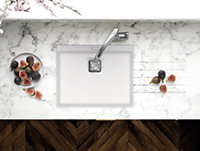 Clearwater Composite Granite Quarex Capri 1 Bowl Blizzard White Undermount & Inset Kitchen Sink 555x455mm - CAPN505BL