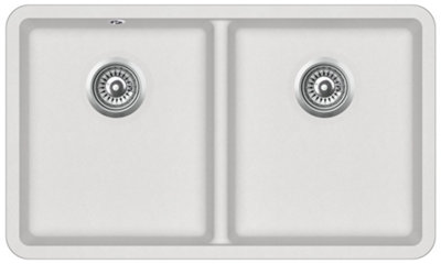 Clearwater Composite Granite Quarex Nova Double Bowl Blizzard Undermount & Inset Kitchen Sink - NOVN200BL