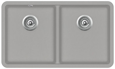 Clearwater Composite Granite Quarex Nova Double Bowl Fossil Undermount & Inset Kitchen Sink - NOVN200FL