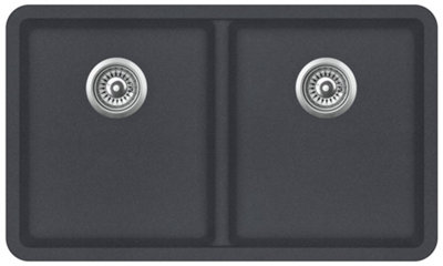 Clearwater Composite Granite Quarex Nova Double Bowl Slate Undermount & Inset Kitchen Sink - NOVN200SL