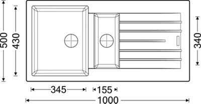 Clearwater Composite Granite Quarsil Tivoli 1.5 Bowl & Drainer Nero Inset Kitchen Sink - TIVD150NE