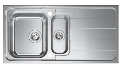 Clearwater Cresta 1.5 Bowl and Drainer Stainless Steel Kitchen Sink - CR150