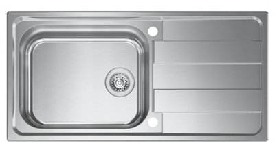 Clearwater Cresta Big Single Bowl and Drainer Stainless Steel Kitchen Sink - CR100