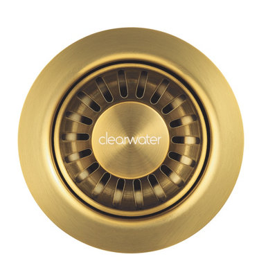 Clearwater Deco 90mm Kitchen Sink Basket Strainer & Overflow Waste Artisan Brass PVD - W90OAB