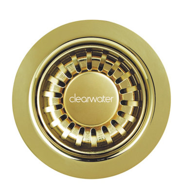 Clearwater Deco 90mm Kitchen Sink Basket Strainer & Overflow Waste Gold PVD - W90OG