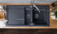 Clearwater Harmony Ceramic Basalt Satin Kitchen Sink 1.5 Bowl & Drainer - Reversible - HAR1020BA