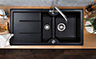 Clearwater Harmony Ceramic Black Satin Kitchen Sink 1.5 Bowl & Drainer - Reversible - HAR1020BL