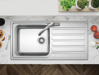 Clearwater Indio Large Bowl and Drainer Stainless Steel Kitchen Sink 1000x500mm - IN100