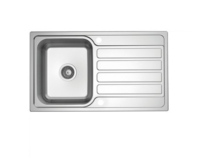 Clearwater Indio Single Bowl and Drainer Stainless Steel Kitchen Sink 860x500mm - IN86