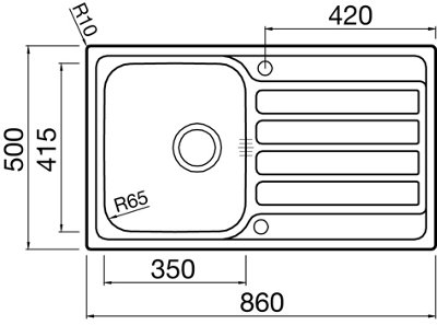 Clearwater Indio Single Bowl and Drainer Stainless Steel Kitchen Sink 860x500mm - IN86