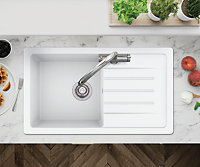 Clearwater Jarla Ceramic Kitchen Sink Small 1 Bowl & Drainer - Reversible - JAR1030