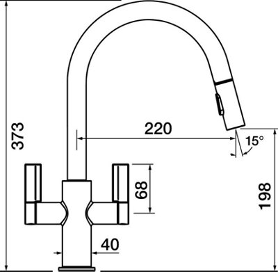 Clearwater Kira C Spout Pull Out With Twin Spray Kitchen Brushed Brass - KIR30BB