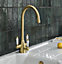 Clearwater Krypton Tri Spa Kitchen Filter Tap Filtered Water & Cold & Hot Brushed Brass PVD - KR2BB