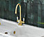 Clearwater Krypton Tri Spa Kitchen Filter Tap Filtered Water & Cold & Hot Brushed Brass PVD - KR2BB