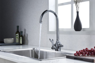 Clearwater Krypton Tri Spa Kitchen Filter Tap Filtered Water & Cold & Hot Brushed Nickel PVD - KR2BN