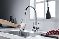Clearwater Krypton Tri Spa Kitchen Filter Tap Filtered Water & Cold & Hot Chrome PVD - KR2CP