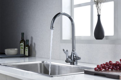 Clearwater Krypton Tri Spa Kitchen Filter Tap Filtered Water & Cold & Hot Chrome PVD - KR2CP