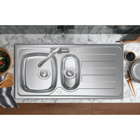 Clearwater Kudos 1.5 Bowl and Drainer Stainless Steel Kitchen Sink 1000x500 - KU150