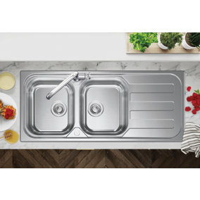 Clearwater Kudos 2 Bowl and Drainer Stainless Steel Kitchen Sink 1160x500 - KU200
