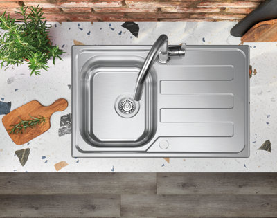 Clearwater Kudos Small Bowl and Drainer Stainless Steel Kitchen Sink 790x500 - KU790
