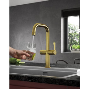 Clearwater Mariner Kitchen Filter Tap Filtered Water & Cold & Hot Brushed Brass PVD - MAL10BB