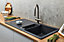 Clearwater Melody Ceramic Basalt Satin Kitchen Sink 1.5 Bowl & Drainer - Reversible - MEL1020BA