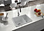 Clearwater Metro Ceramic Sea Mist Kitchen Sink 1.5 Bowl Undermount/ Inset - MET1020G + Waste Kit