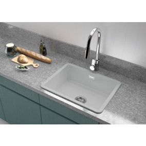 Clearwater Metro Ceramic Sea Mist Kitchen Sink Large Bowl Undermount/ Inset - MET1050G + Waste Kit