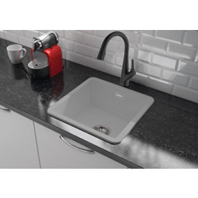 Clearwater Metro Ceramic Sea Mist Kitchen Sink Single Bowl Undermount/ Inset - MET1040G + Waste Kit