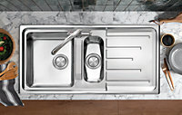 Clearwater Monza 1.5 Bowl and Drainer Stainless Steel Kitchen Sink 1000x500 - MN150