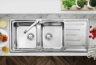 Clearwater Monza 2 Bowl and Drainer Stainless Steel Kitchen Sink - MN200