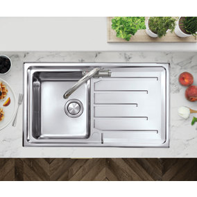 Clearwater Monza Single Bowl and Drainer Stainless Steel Kitchen Sink 860x500 - MN860