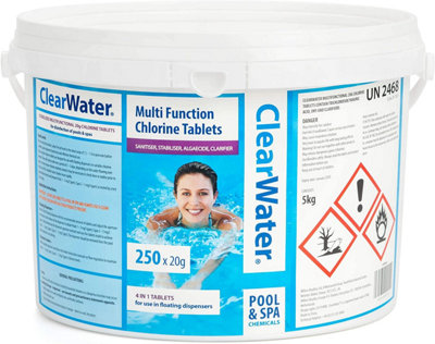 Clearwater Multifunction Chlorine Tablets for Swimming Pool Spa Hot Tub ...