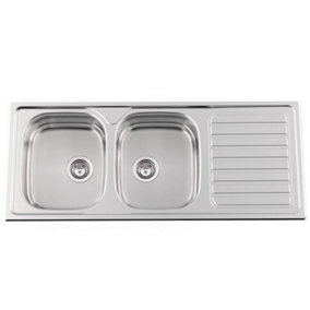 Clearwater Okio Double Bowl and Drainer Stainless Steel Kitchen Sink - 7510823