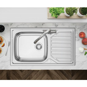 Clearwater Okio Large Bowl and Small Drainer Stainless Steel Kitchen Sink - OK86L