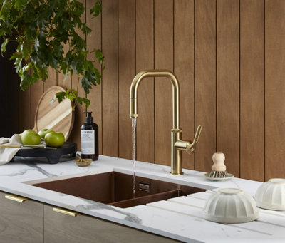 Clearwater Pioneer U Spout Pull Out With Twin Spray Kitchen Brushed Brass - PIL40BB