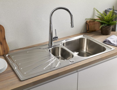 Clearwater Porrima Pull Out With Twin Spray Kitchen Brushed Nickel - PO3BN
